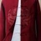 Men’s wedding suit, Chinese wedding suit, Wedding Tang Jacket, embroidered dragon pattern, wine red color, mandarin collar