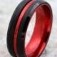Tungsten Wedding Band, Black Tungsten Band, Red Tungsten Ring, Tungsten, Tungsten Band, Personalized Engraving, Black Tungsten Ring