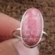 Natural Thulite Oval Shape Gemstone Silver Ring 