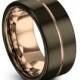 GUNMETAL Tungsten Ring, Mens Wedding Band Rose Gold 18K 12mm, Wedding Rings, Engagement Ring, Promise Ring, Rings for Men, Gold Ring