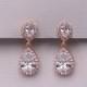 Rose Gold Clip on Earrings, pear cubic zirconia earrings, clip on wedding earrings, Kensley Rose Gold Clip Earrings