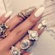 Rhinestones Finger Nail Rings For Brides ♥ Bridal Nail Art and Design 