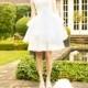 قصيرة فستان الزفاف الأبيض