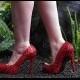 Rouge rubis chaussures de mariage chaussures de mariée scintillante ♥ Glitter