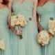 Аква Bridesmaids платья