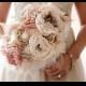 Bouquet de mariage de cru ♥ Bouquet de mariée en tissu fait main fleur.