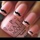 Pink Polish and Black Mustache Nail Stickers ♡ Water Transfers Black Moustache for Natural or False Nails 
