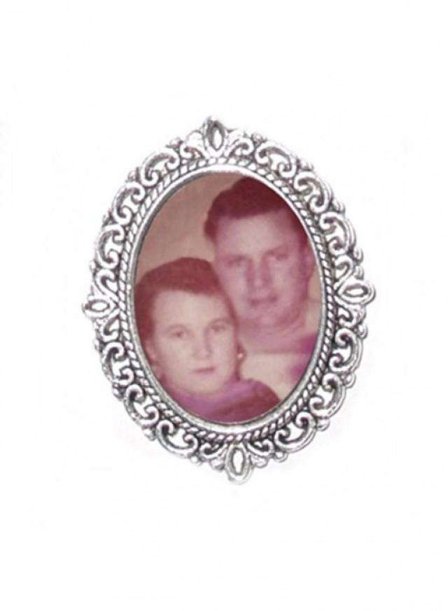 wedding photo - Memorial Photo Brooch Antiqued Silver - FREE SHIPPING