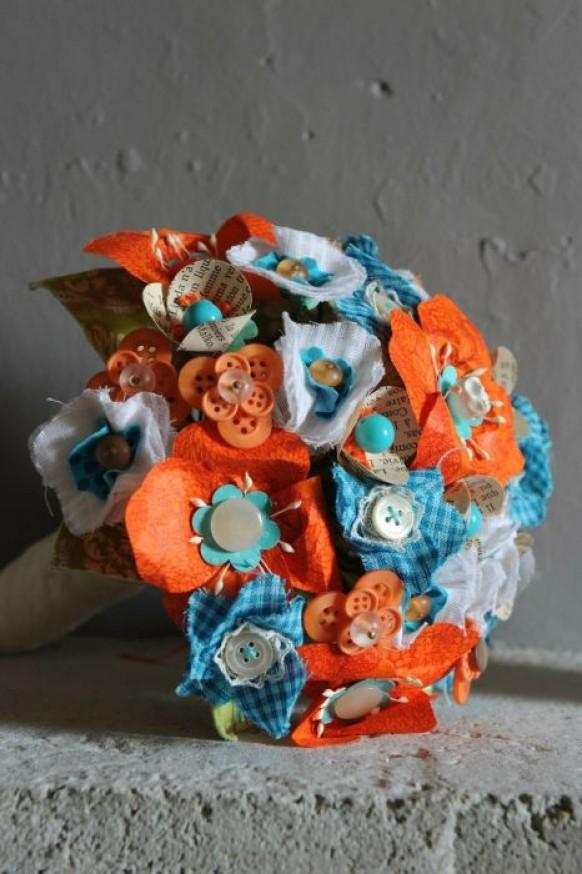 wedding photo - bouquet orange et bleu