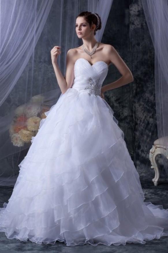 wedding photo - Organza Beaded Sweetheart Court A-Line Bridal Gown Wedding Dress