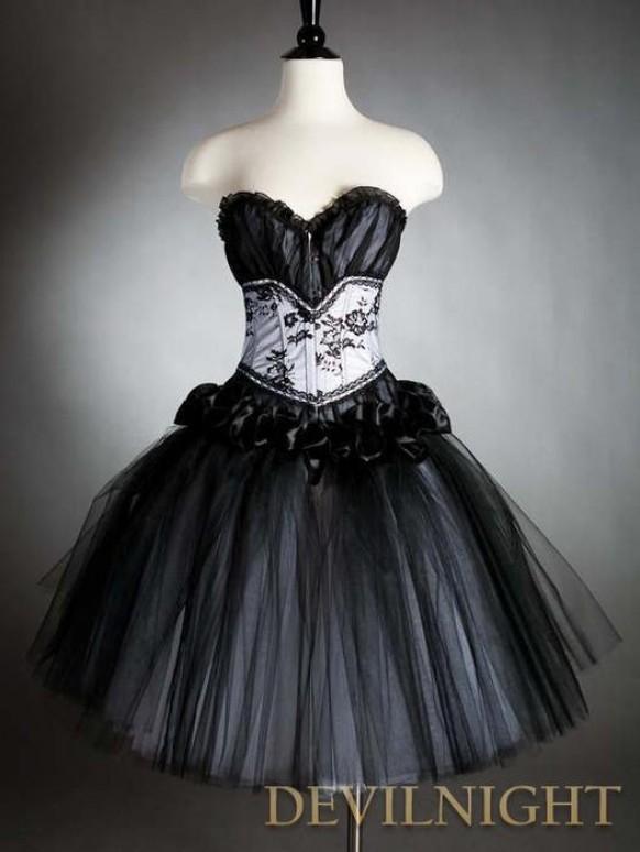 wedding photo - Black Gothic Corset Prom Dress