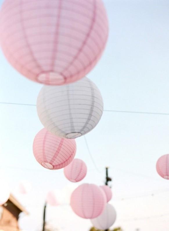 wedding photo - Pale Pink & White Globe Lanterns for Weddings
