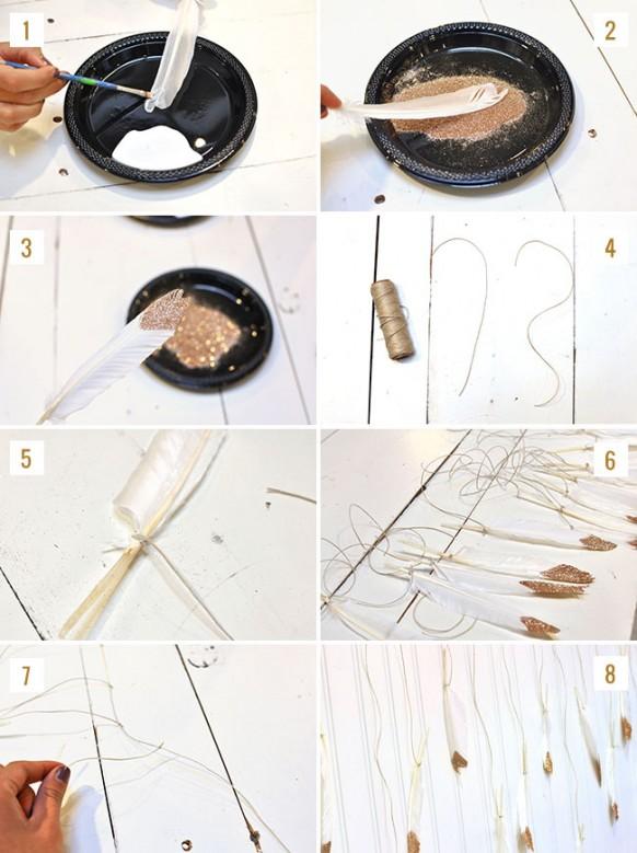 DIY Glitter Dipped Feather Garland Weddbook