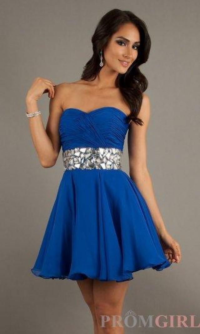 wedding photo - Jewels Waist Short Pleated Royal A Line Cocktail Party Dress