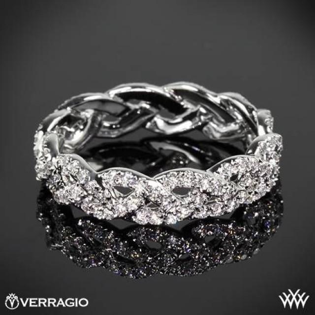wedding photo - 18k White Gold Verragio Ewige Braid Diamant-Hochzeit Ring