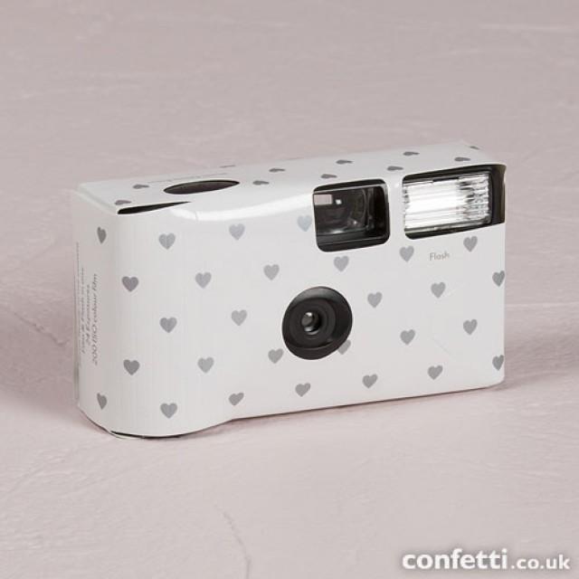 wedding photo - Disposable Camera - White and Silver Hearts Design - Confetti.co.uk