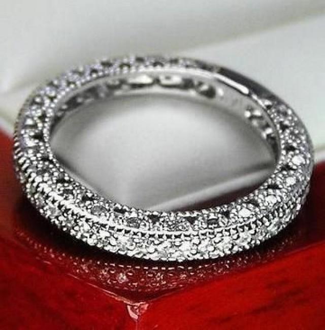 Unique Vintage Genuine Diamond Wedding Band Ring For Women 14k Solid