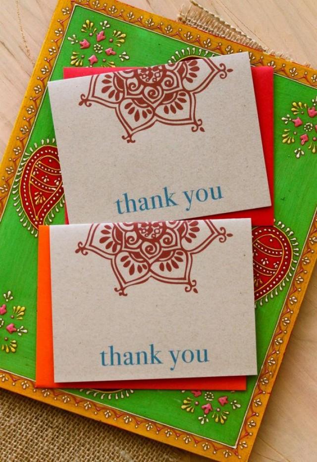 Henna Love - Modern Indian Wedding Thank You Cards, Orange And Red Thank You Card - Purchase To Start The Ordering Process