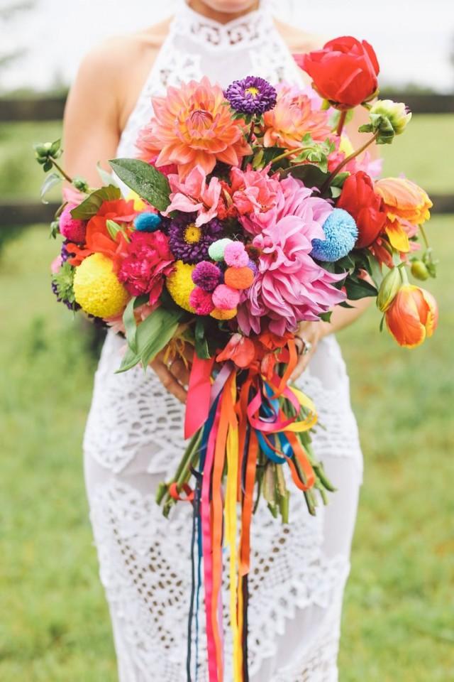 Colorful Blossoms on the wedding aisle.
