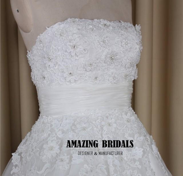 wedding photo - Short wedding dress, tea-length wedding dress, wedding dress, wedding dresses, short lace wedding dress, short tulle venice lace ball gown