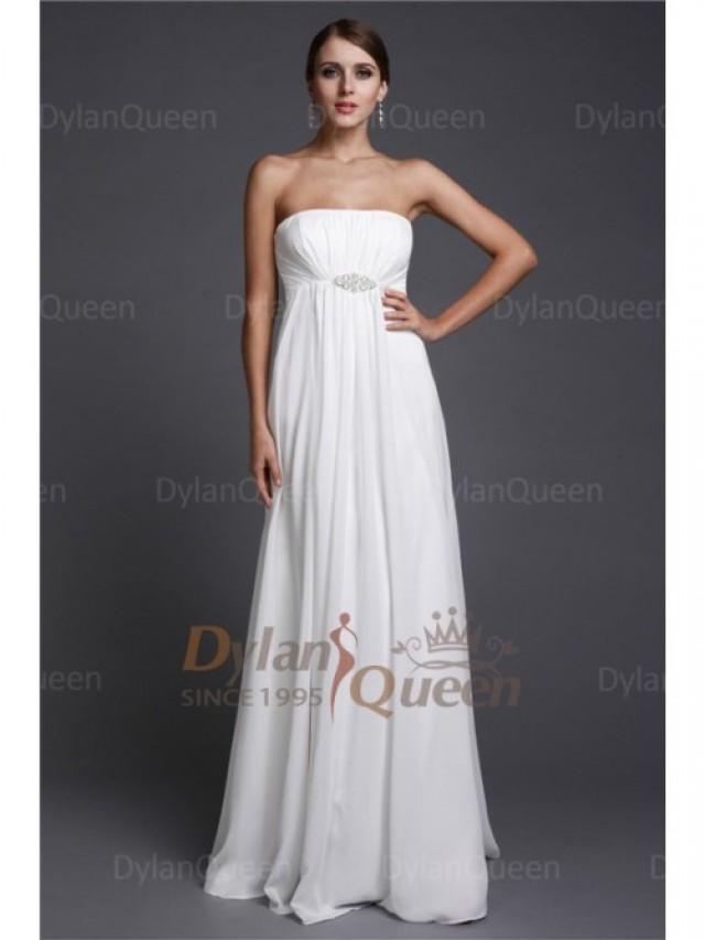 wedding photo - Elegant A-Line/Princess Strapless Sleeveless Beading Floor-length Chiffon Bridesmaid Dresses Dylan Queen