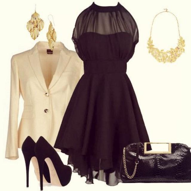 Black Contrast Mesh Yoke Backless Pleated Dress - Sheinside.com
