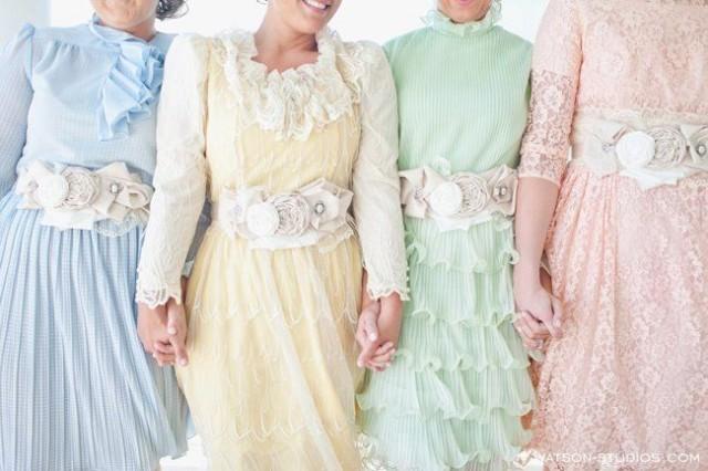 Vintage Pastel Bridesmaids 