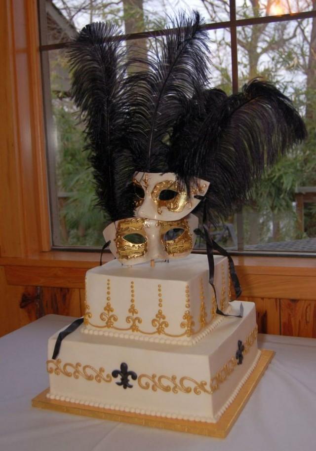 Gold Masquerade Wedding Cake 