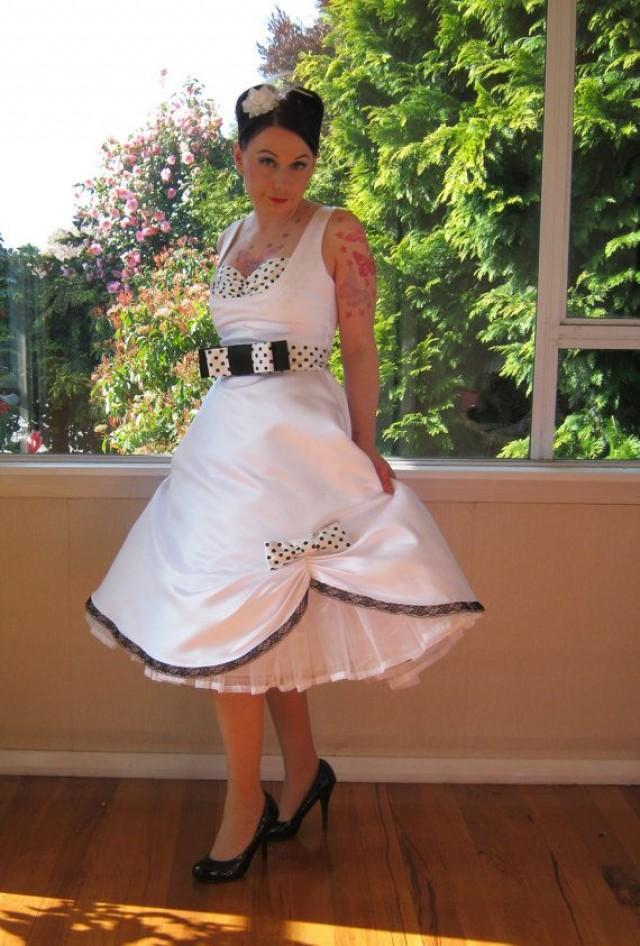 1950s Pin Up Audrey Wedding Dress In A With Polka Dot Bodice