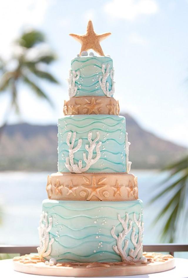 Whimsical Starfish Beach Wedding Cake 