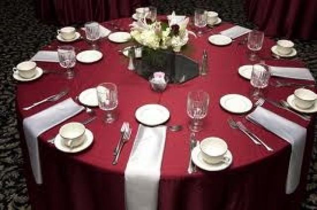 Burgundy Wedding - Maroon & Silver Wedding Table Setting #2061253