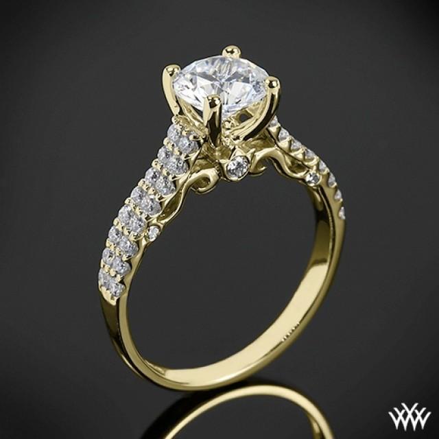 18k Yellow Gold Verragio Dual Row Shared-Prong Diamond Engagement Ring