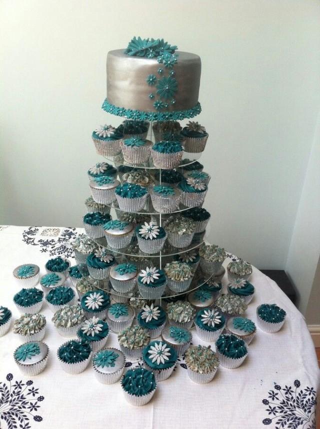 Teal Wedding Silver And Teal Wedding Cupcakes 2063597 Weddbook