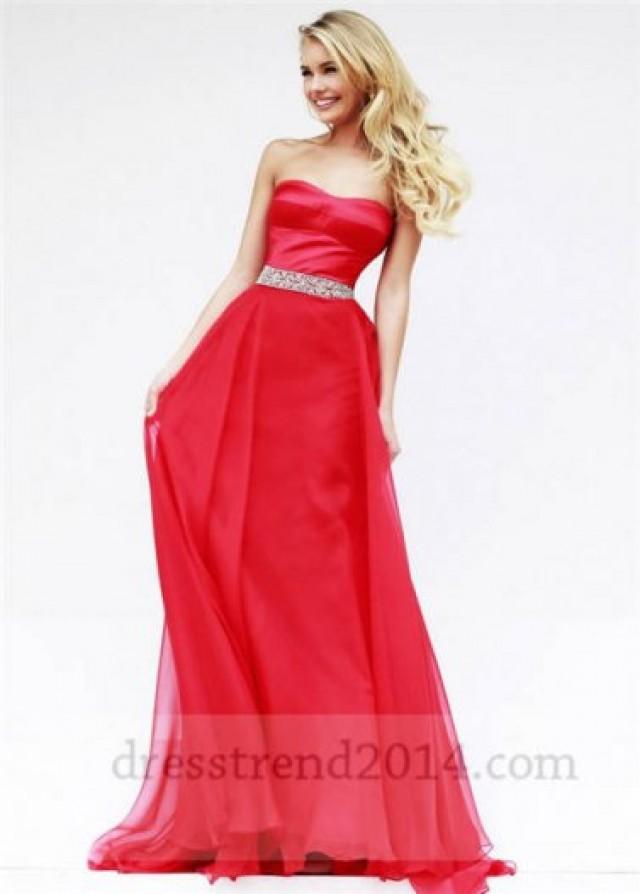 wedding photo - long red beaded ball gown prom dress
