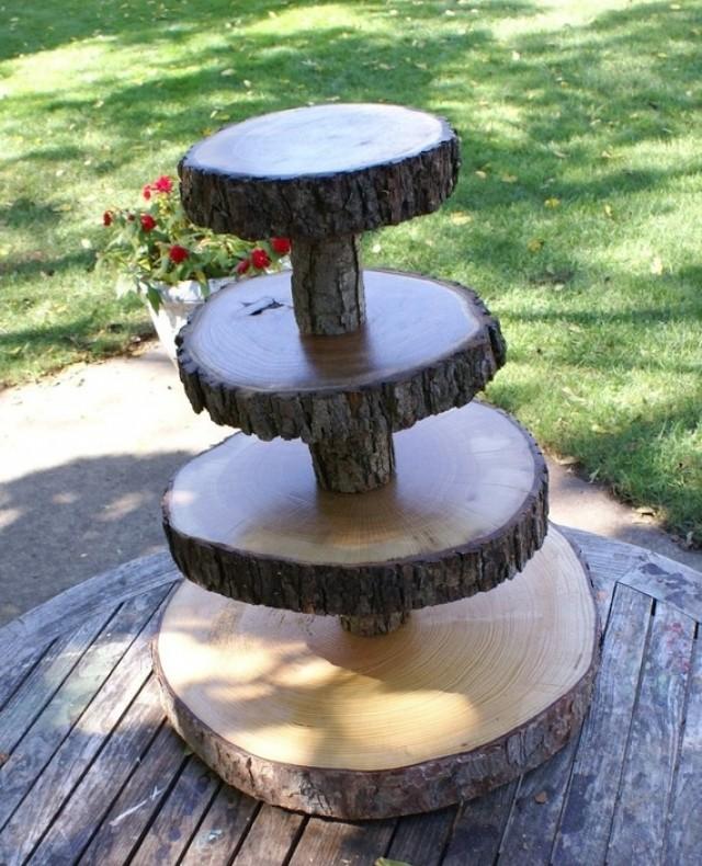 The Original Designed 4 Tier Tree Slice Large Cupcake Stand Reserved For Amy