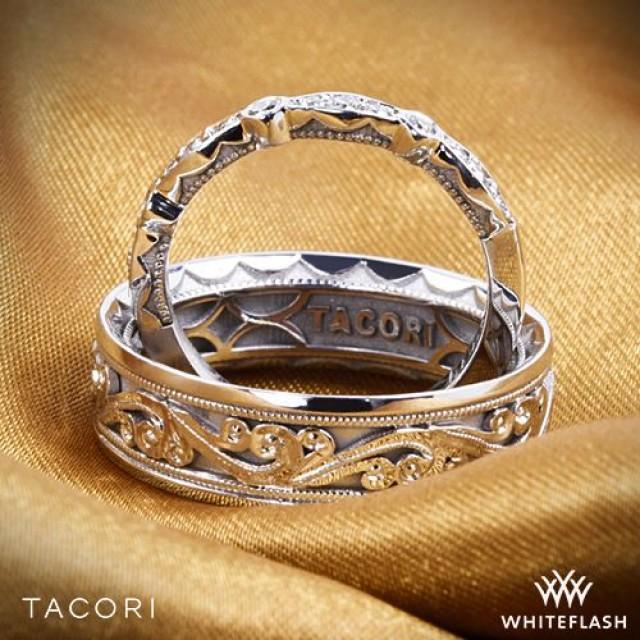 6mm 18k White Gold Tacori Sculpted Crescent Eternity Wedding Ring