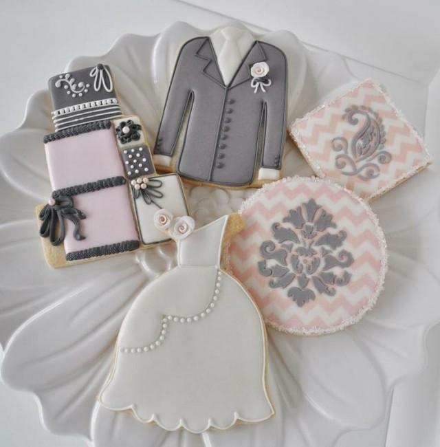 wedding photo - Les cookies de mariage - rose et gris Collection