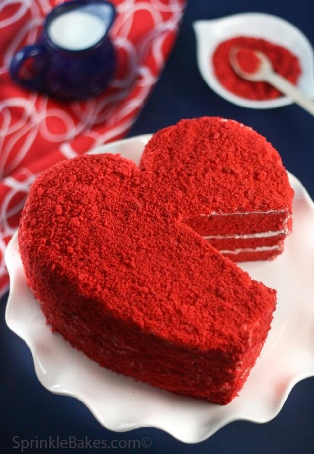 Red Velvet Heart Cake. 