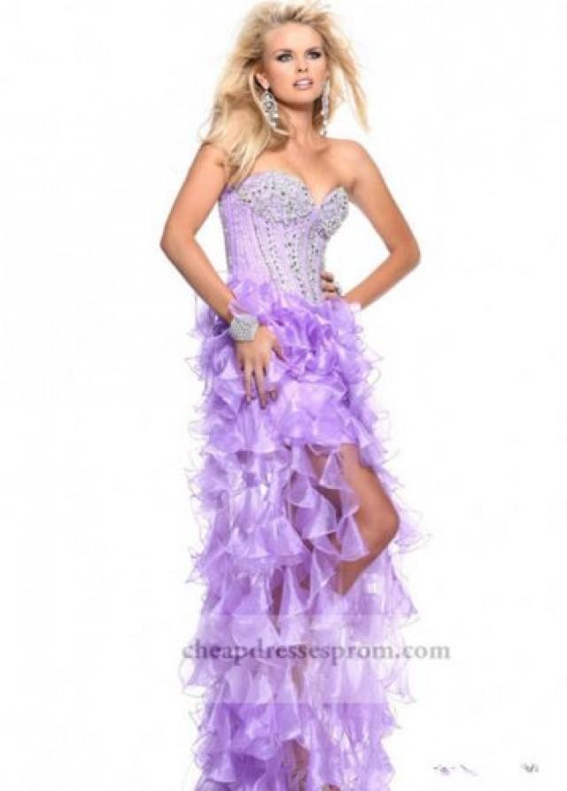 wedding photo - Lilac Beaded Corset Cheap High Low Prom Dresses