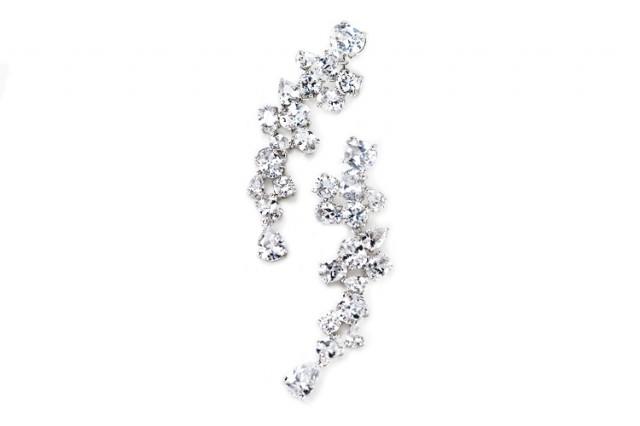 wedding photo - Multi shape cz clustered dangle earrings