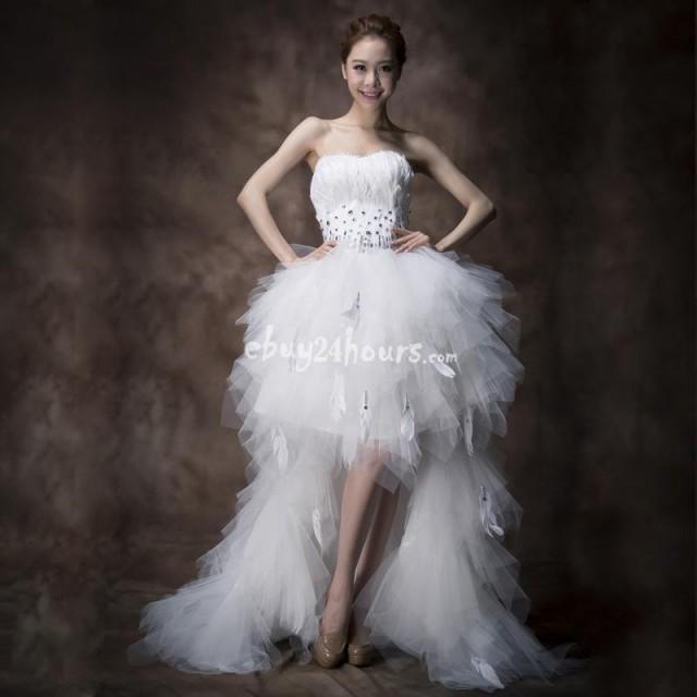 wedding photo - Sweet princess strapless small tail ball gown wedding dress