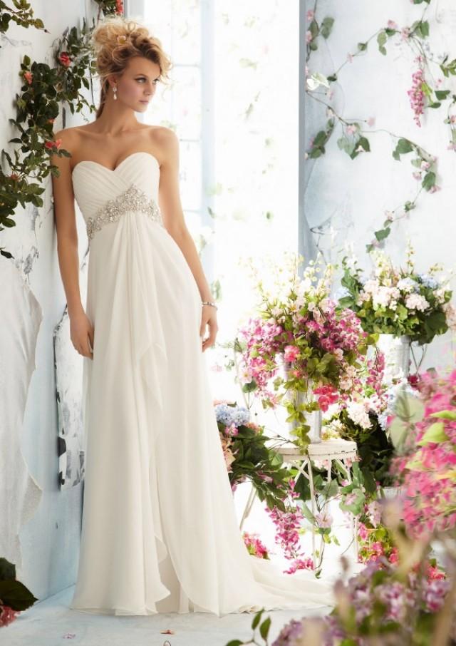 wedding photo - Crystal Beaded Empire On Luxe Chiffon Wedding Dresses(HM0252)