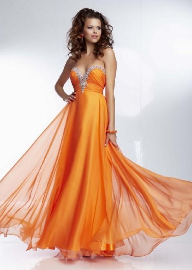 wedding photo - Jweles Beaded Neckline Orange Long Corset Back Prom Dress