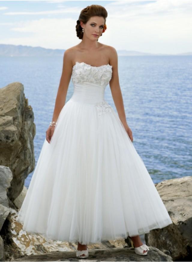 wedding photo - A-line Sweetheart Strapless Empire Ankle-length Wedding Dresses WE1641