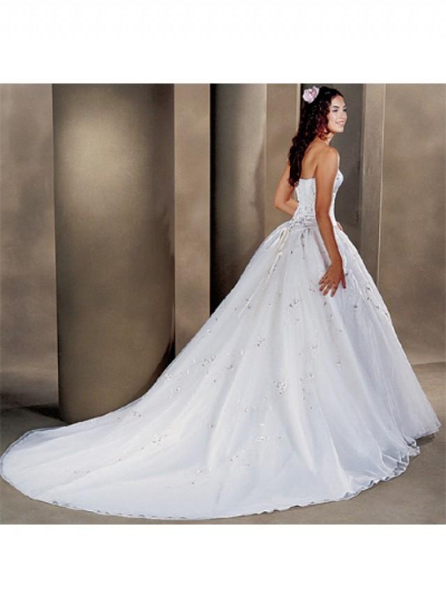 wedding photo - A-line Sweetheart Strapless Ball Gown Empire Sweep-train Wedding Dresses WE1640