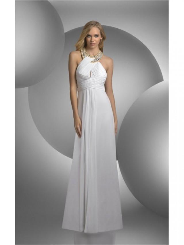 wedding photo - Attractive White Sheath Floor-length Jewel Dress