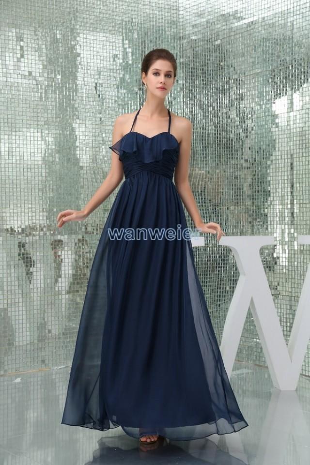 wedding photo - Find Your Halter Blue Plus Size Chiffon Floor Length Evening Dress With Drape And Shirring(Zj6933) Here ,Wanweier Evening Dresses - A perfect moment for you.