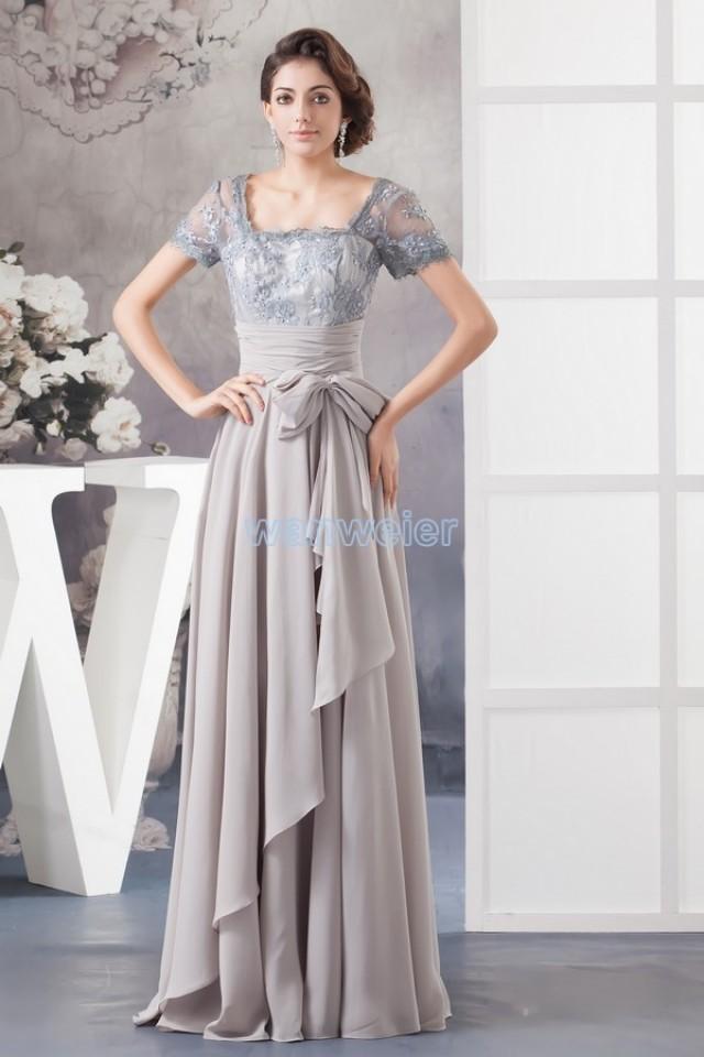 wedding photo - Find Your Square Collar Grey Floor Length Sheath Chiffon Evening Dress With Sequins And Drape(Zj6543) Here ,Wanweier Evening Dresses - A perfect moment for you.