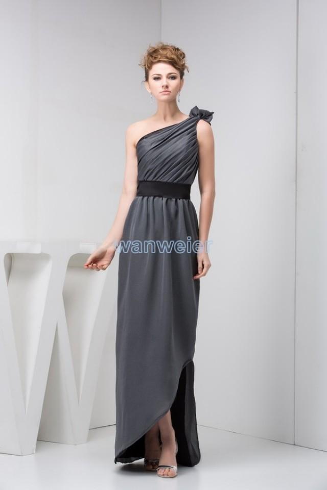 wedding photo - Find Your Floor Length Oblique Floral Grey Sheath Chiffon Evening Dress With Ruffels(Zj6547) Here ,Wanweier Evening Dresses - A perfect moment for you.