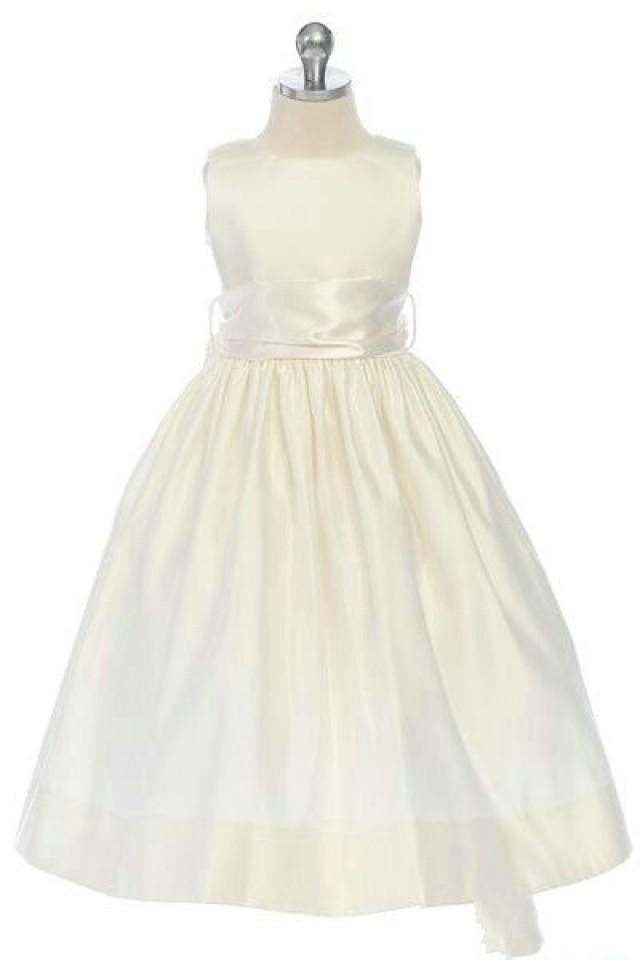 wedding photo - Satin A Line Bateau Sash Inexpensive Designer Flower Junior Bridesmaid Dresses, Flower Girl Dresses - 58weddingdress.com